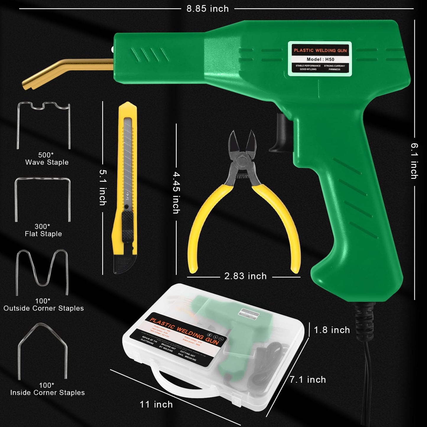 ATOLS Upgraded Plastic Welder, 1000PCS Staples, Pure Copper Transformer, Rapid Heating, Plastic Welding Kit, Hot Stapler Kit, Plastic Welder Gun Kit, Car Bumper Repair Kit, Plastic Repair Kit