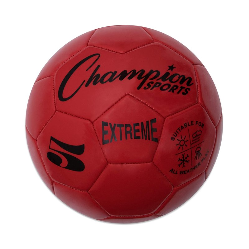 Champion Sports Extreme Series Soccer Ball, Regulation Size 5 - Collegiate, Professional, and League Standard Kick Balls - All Weather, Soft Touch, Maximum Air Retention - For Adults, Teenagers, Red