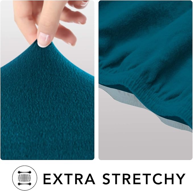 PureFit Super Stretch Oversized Sofa Slipcover – Spandex Non Slip Soft Couch Sofa Cover, Washable Furniture Protector with Non Skid Foam and Elastic Bottom for Kids（Oversized Sofa, Peacock Blue）