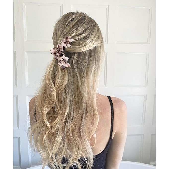 ANBALA 4Pcs Hair Claw Clips Flower Hair Clips French Jaw Clip Plumeria Flower Claw Clips for Women Girls (Leopard Print)