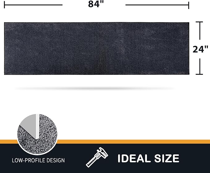 PURRUGS Dirt Trapping Door Mat 24" x 84", Non-Slip Machine Washable Entryway Rug, Dog Doormat, Indoor Front Door Mat, Super Absorbent Entry Rug for Muddy Shoes & Paws, Bluish Grey-Black