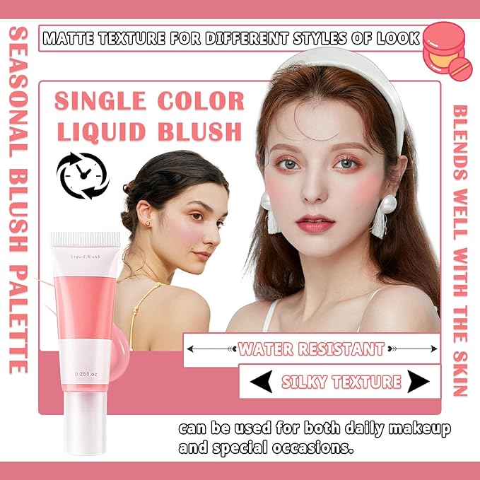 2Pcs Blush Cream for Cheeks,Face Matte Contour Blushes Makeup,Buildable Shimmer Facial Cheek Blusher Shades