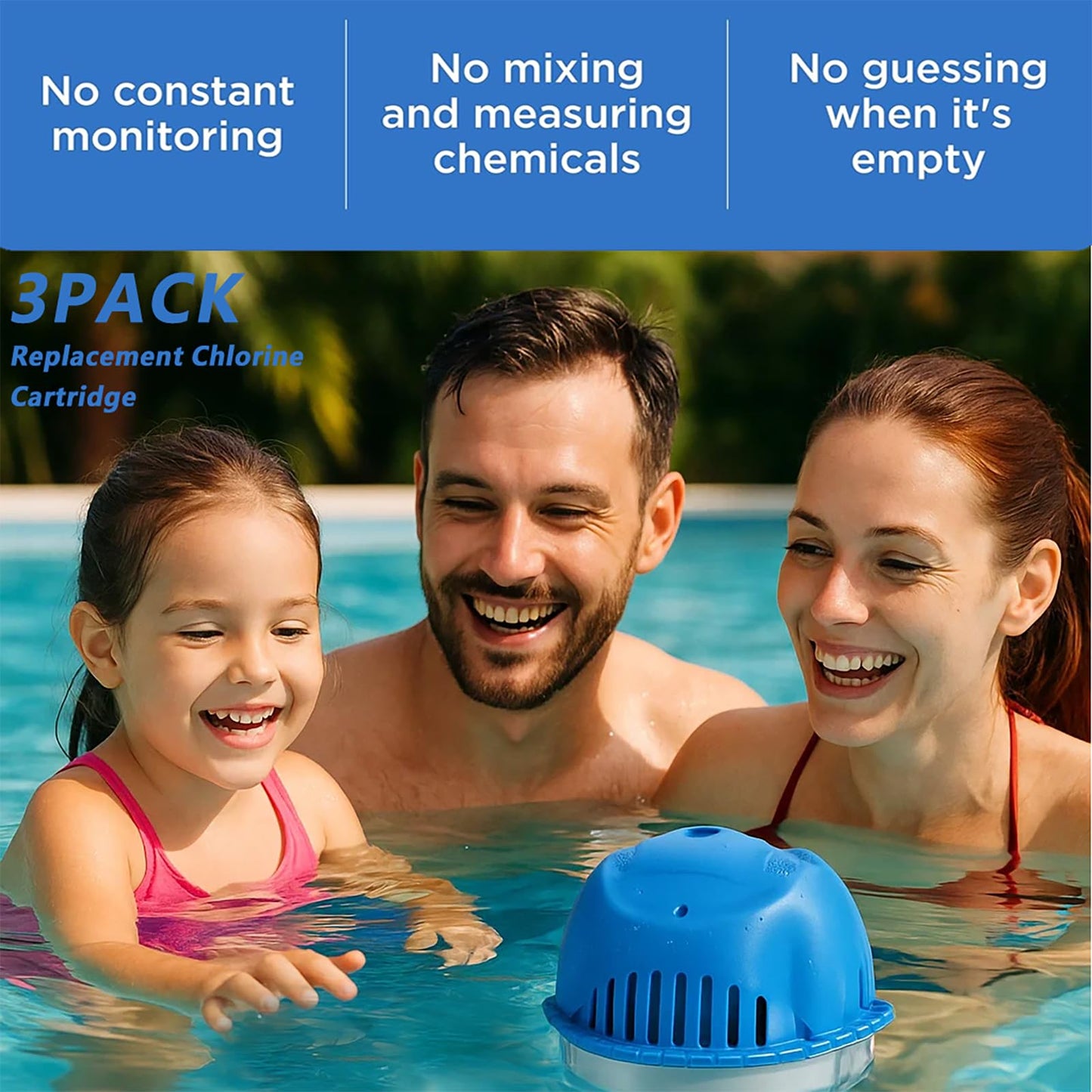 NICEBITT 3 Pack Hot Tub Chlorine Cartridges Replacement for Frog Ease Floating System,Each Cartridge Lasts 3 to 4 Weeks，Perfect for Hot Tubs 200 gallons to 600 gallons