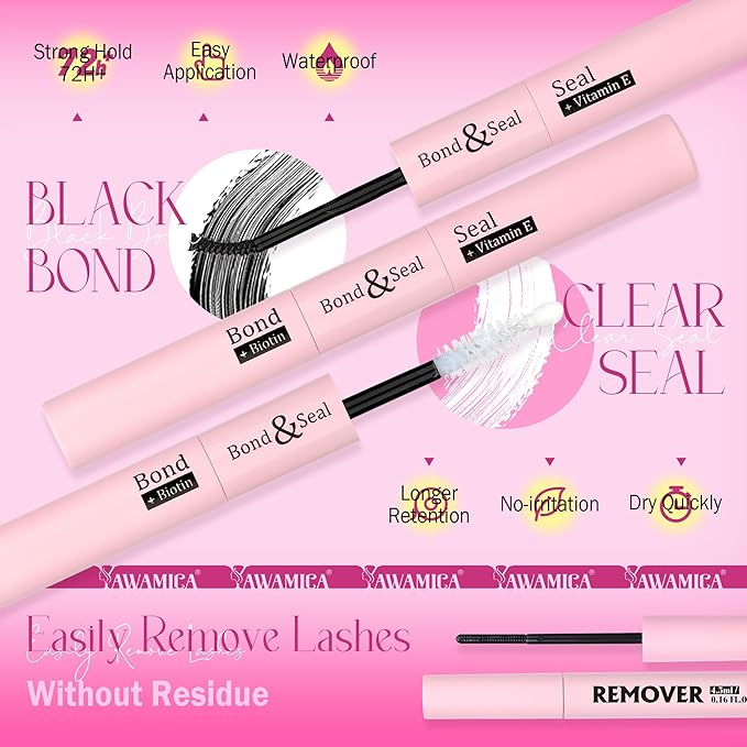 Yawamica Fluffier Lash Clusters Kit with Remover Wispy Cluster Eyelash Extensions 12-20mm Eyelash Clusters 200D Volume Lash Extension Kit D Curly Cluster Lashes with Bond and Seal Remover Tweezers