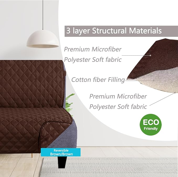 U-NICE HOME Futon Sofa Covers Reversible Sofa Slipcover Armless Cover Furniture Protector Couch Cover Water Resistant (Futon, Brown/Brown)