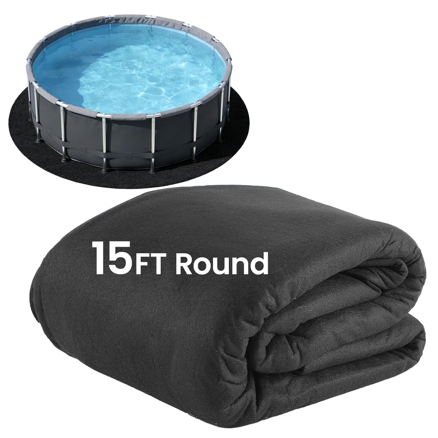 Poolvio 15-Foot Round Above Ground Pool Liner Pad, Geotextile Under Padding, Extends Liner Life, Puncture & Weed Barrier, Eco-Friendly Fabric