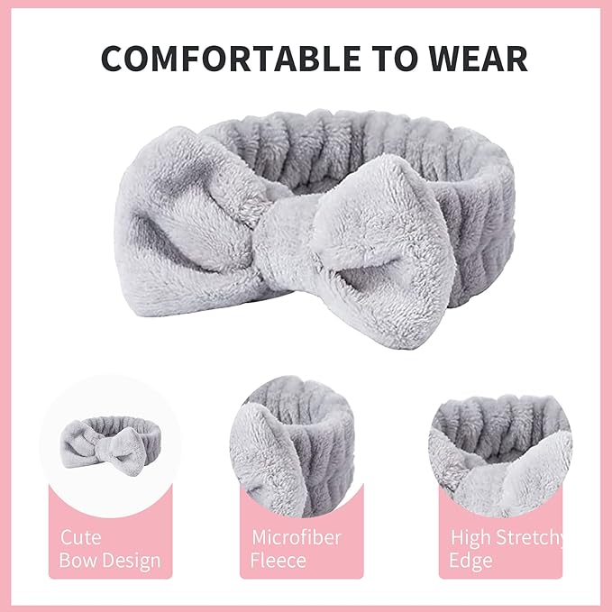 WSYUB Spa Headband, Makeup, Fluffy Makeup Headbands, Slumber Party Supplies, Facial Headbands Headband for Washing Face, Bow Hair Band