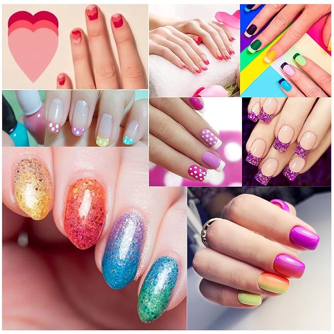 6Pcs Ombre Nail Brush and French Tip Brush, Half Moon Shape French Brush for Nails Acrylic Nail Art Brushes Ombre Nails Painting Pen Brushes French Manicure Brush Nail Tool