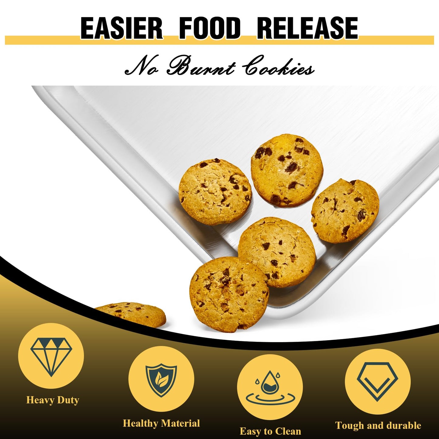 Baking Sheet Pan Set of 3, Commercial Quality Aluminum Cookie Sheets for Oven, Umite Chef Warp Resistant Baker's Half/Quarter/Jelly Roll Pans, Thick Cookie Tray Pans for Baking, Roasting