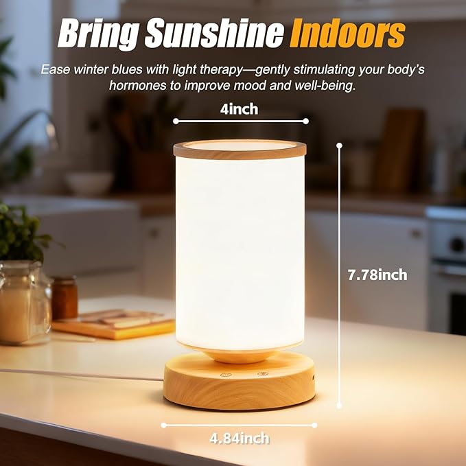 Qiuxunies Light Therapy Lamp 10000 Lux, Sunlight Lamp with Remote Control, 3 Color Temperatures & 4 Brightness Levels, Full Spectrum Light, Ideal as Desk, Bedside Lamp & Gift for Home/Office