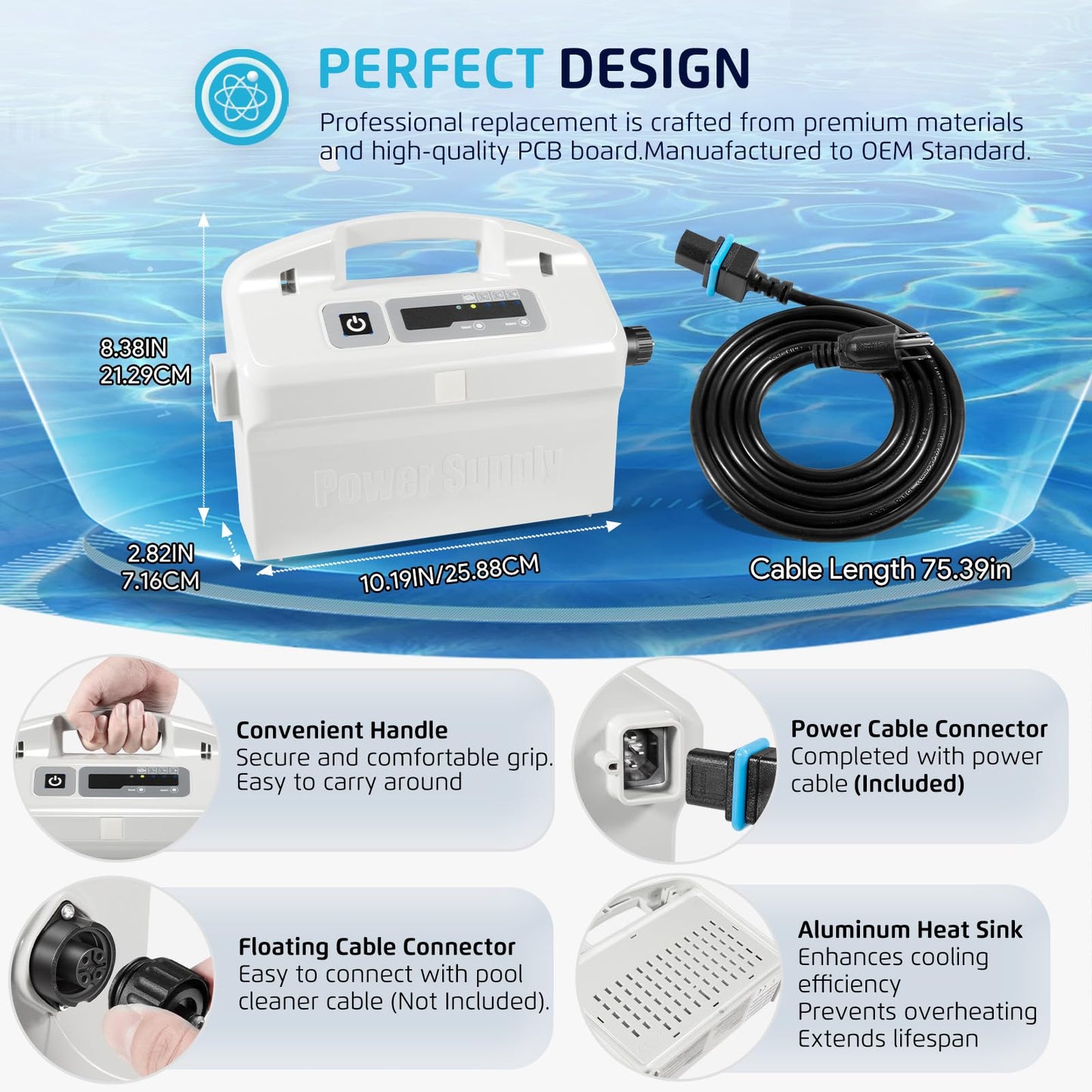 9995678 Power Supply with Cord Replacement for Dolphin Nautilus CC Plus, Premier,Apollo,Bio,Deluxe 5,DLX4,DX4,DX4S,DX5S,DX6, Edge,HD,M400,Neptune Plus,Prowler 830,Supreme M4 M5, Triton Plus,Wave 50 75