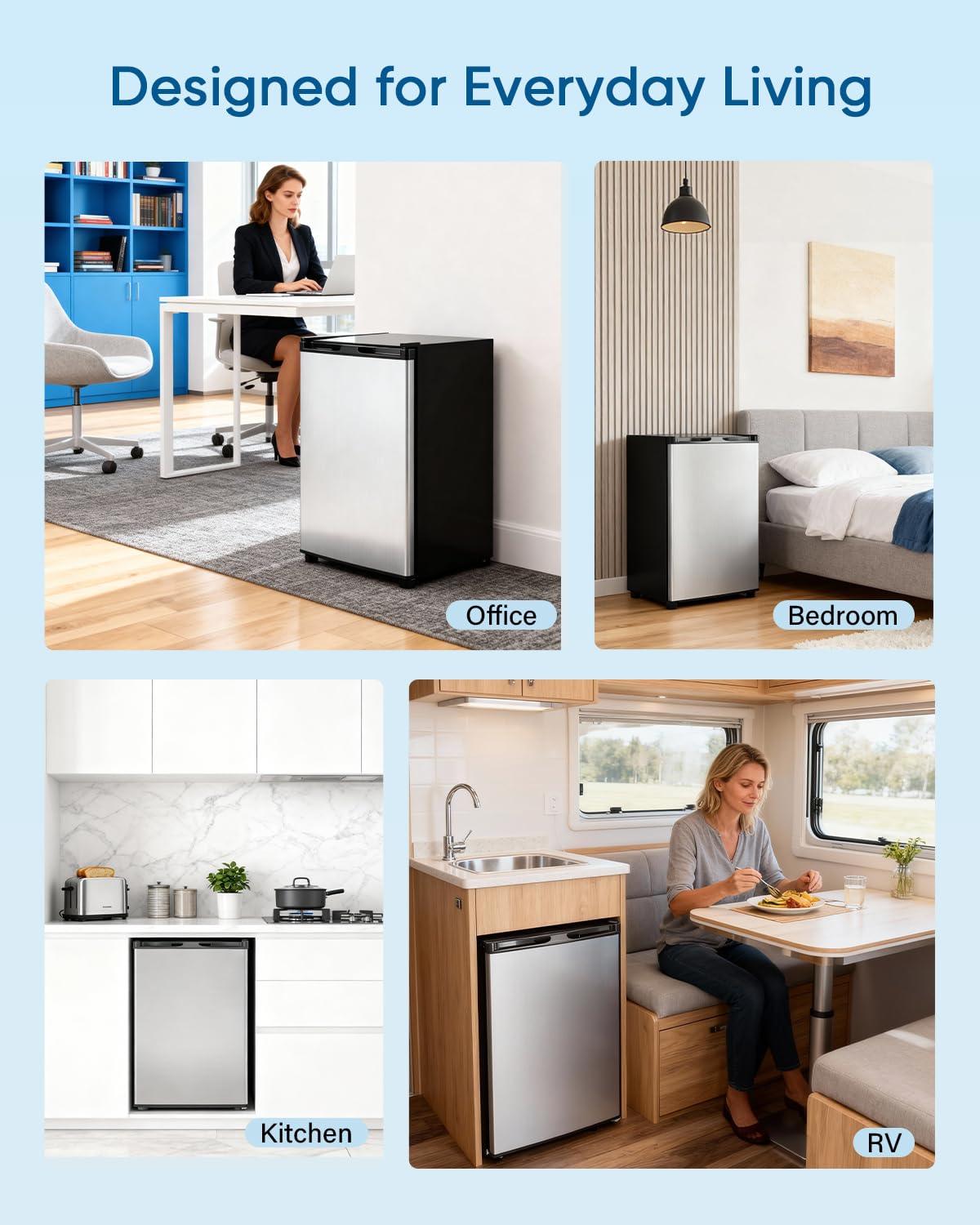 Feelfunn 1.1 Cu.ft Mini Freezer - Compact Upright Freezer with 7 Adjustable Thermostat, Removable Shelf, Reversible Single Door, 360°Uniform Cooling Small freezer for Home Office Apartment Dorm, Black