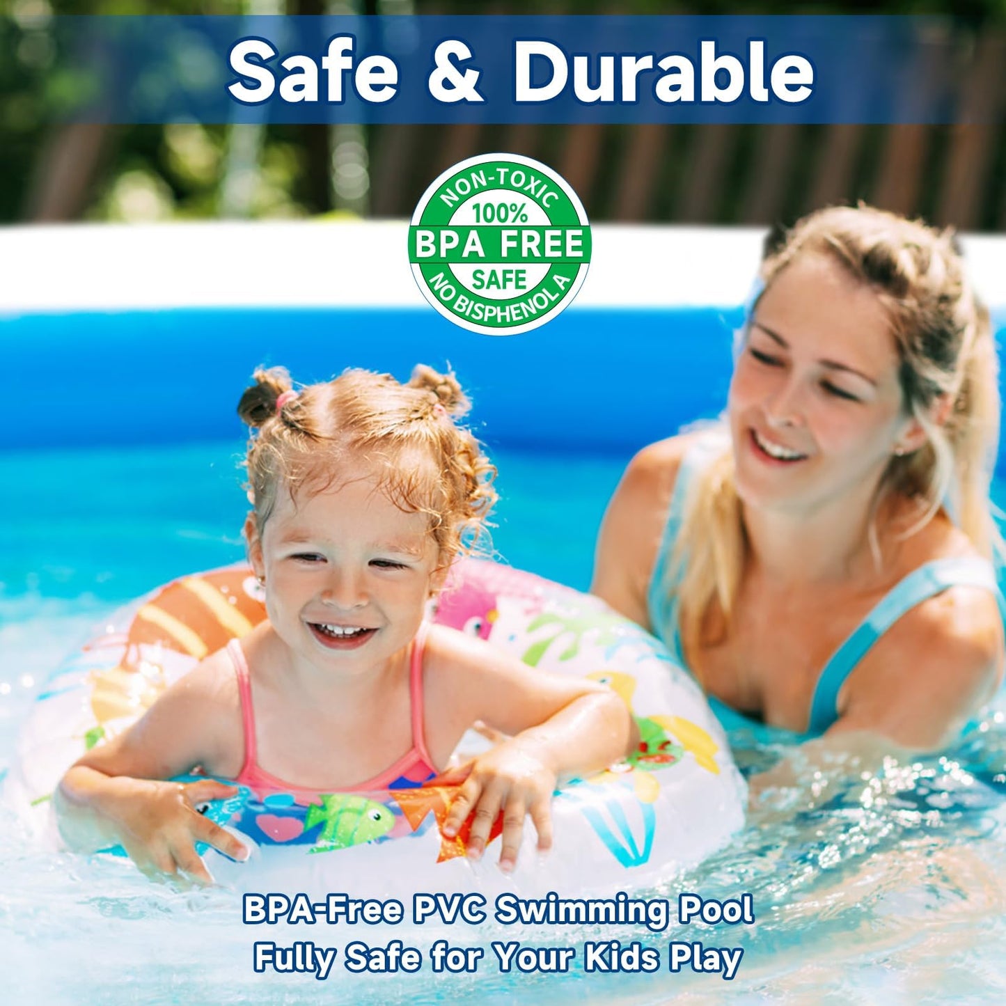 Nattork Inflatable Pool for Kids and Adults, 102" x 63" x 22" Family Full-Sized Inflatable Swimming Pool,Durable Thickened Above Ground Blow Up Pool for Kids Pools for Backyard Indoor Outdoor Shark