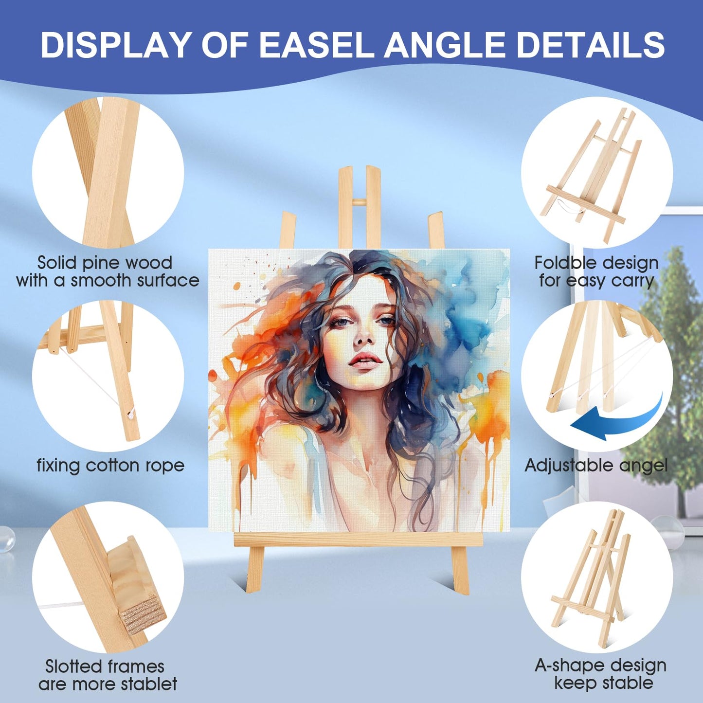 ESRICH 24 Pack 11.8" Wood Easels,Tabletop Easel for Painting,Painting Party, Displaying Canvases, Kids Student Table School Desktop, Portable Canvas Photo Picture Sign Holder