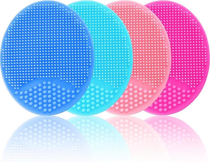 Silicone Facial Cleansing Brush - 4 Pack Face Scrubber & Exfoliator for Deep Cleaning, Soft Brush, Blackhead & Acne Pore Care