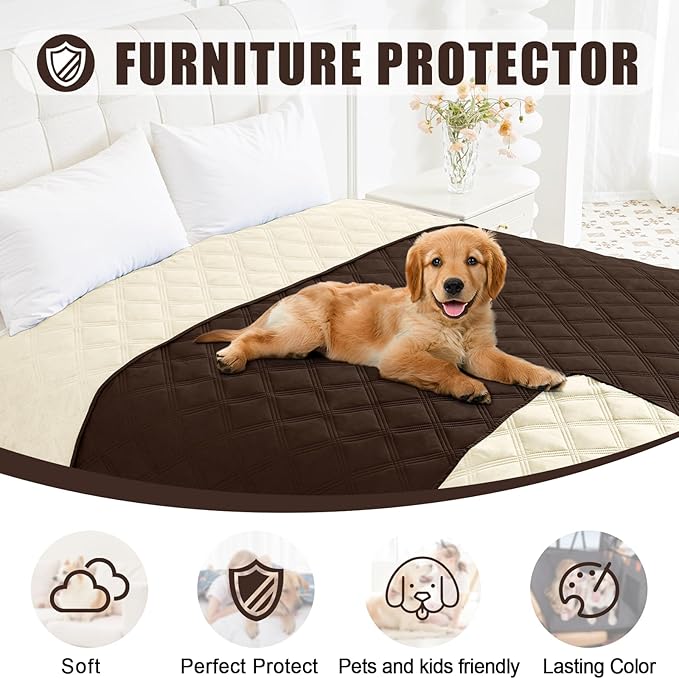 Smiry Waterproof Dog Bed Cover Blanket 30x70, Soft Reversible Pet Blanket, Washable Leakproof Cats Dogs Couch Cover for Sofa, Couch, Furniture, Chocolate/Beige
