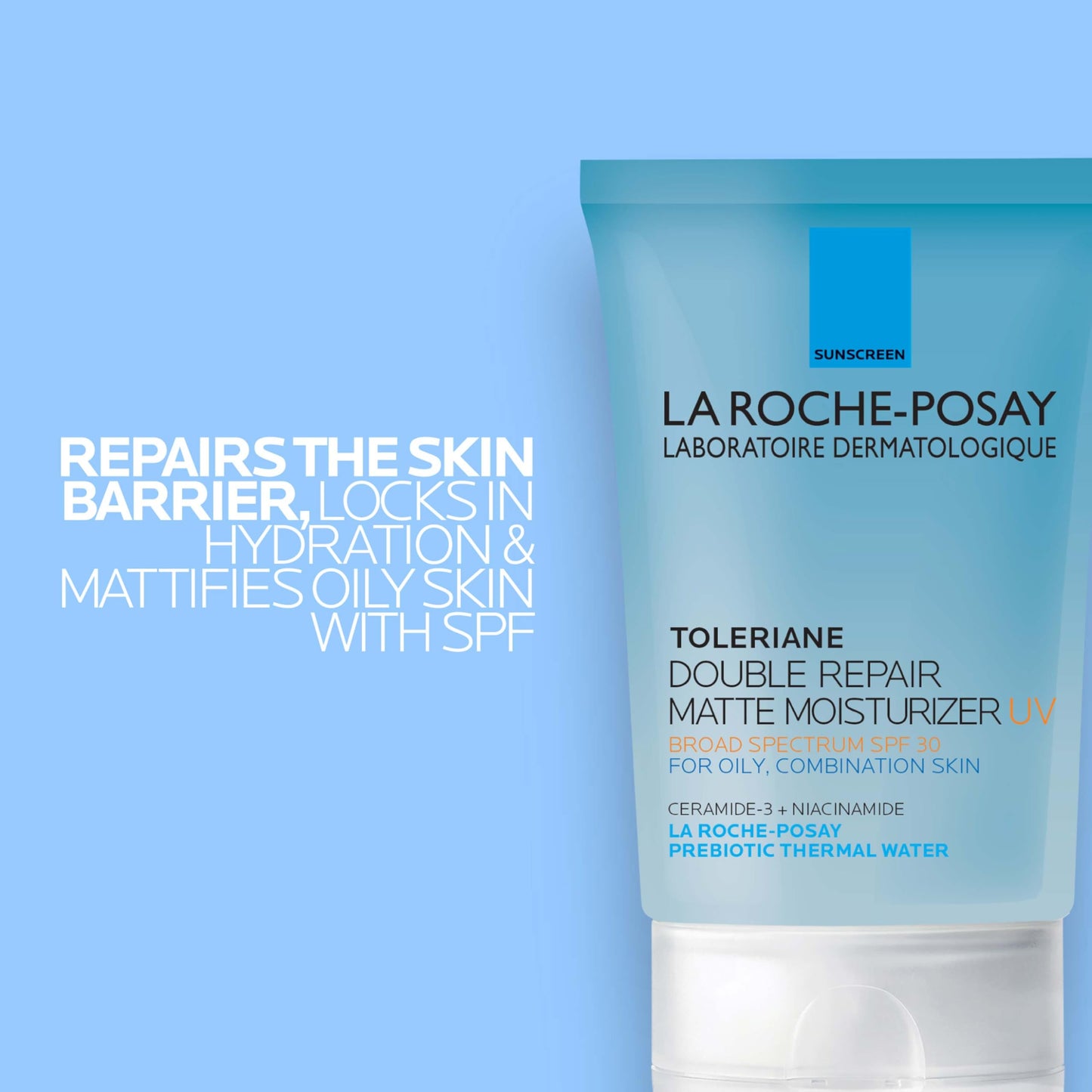 La Roche-Posay Toleriane Double Repair Matte Moisturizer SPF 30, Lightweight Daily Face Moisturizer for Oily Skin & Combination Skin, With Niacinamide & Vitamin B3, Oil Free, Fragrance Free
