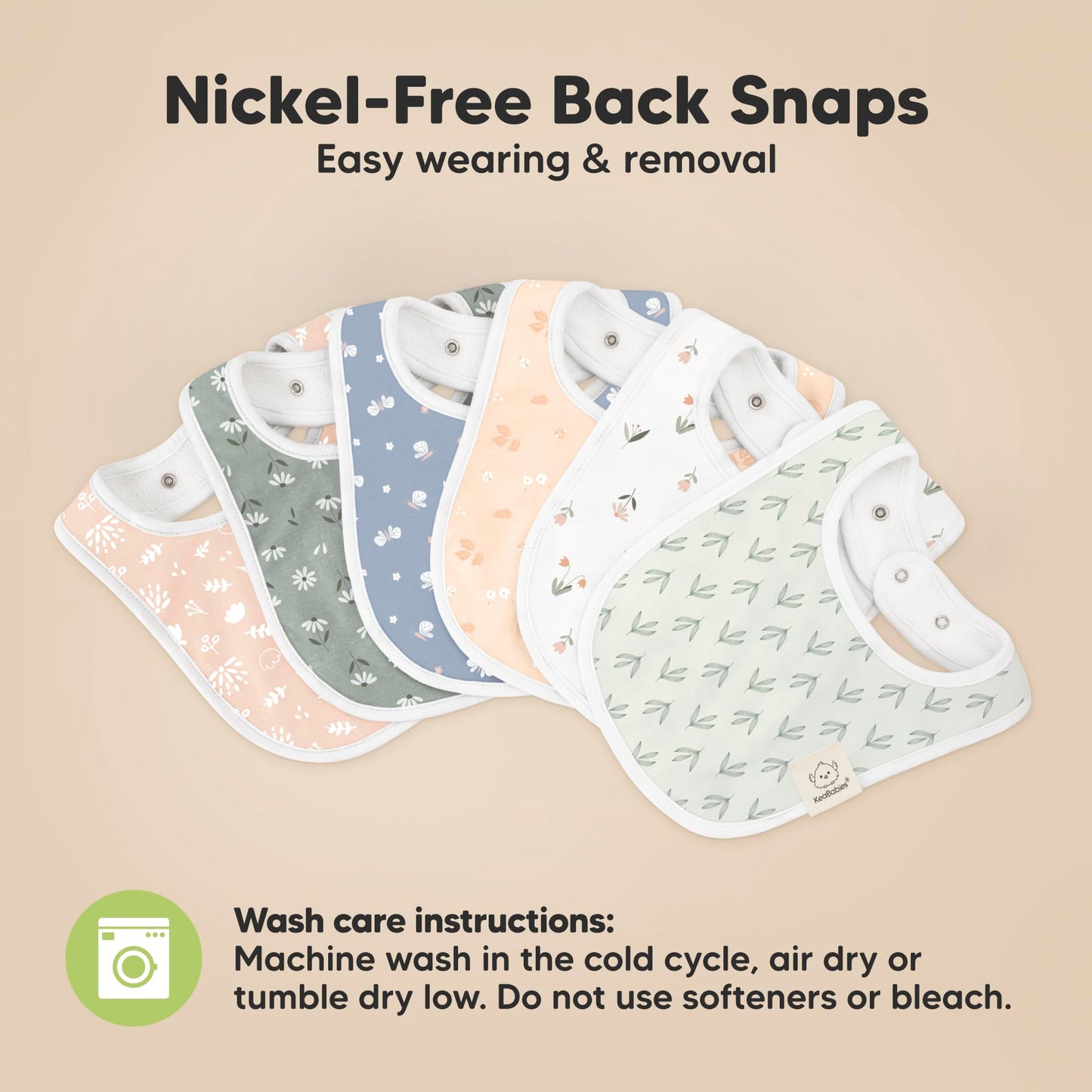 8-Pack Organic Baby Bibs for Boys, Girls - Soft Cotton Drooling and Teething Bibs for Baby Girl & Boy, Extra Absorbent, Easy to Clean & Put On for Toddler, Newborn, Infant 0-24 Months (Fleur)
