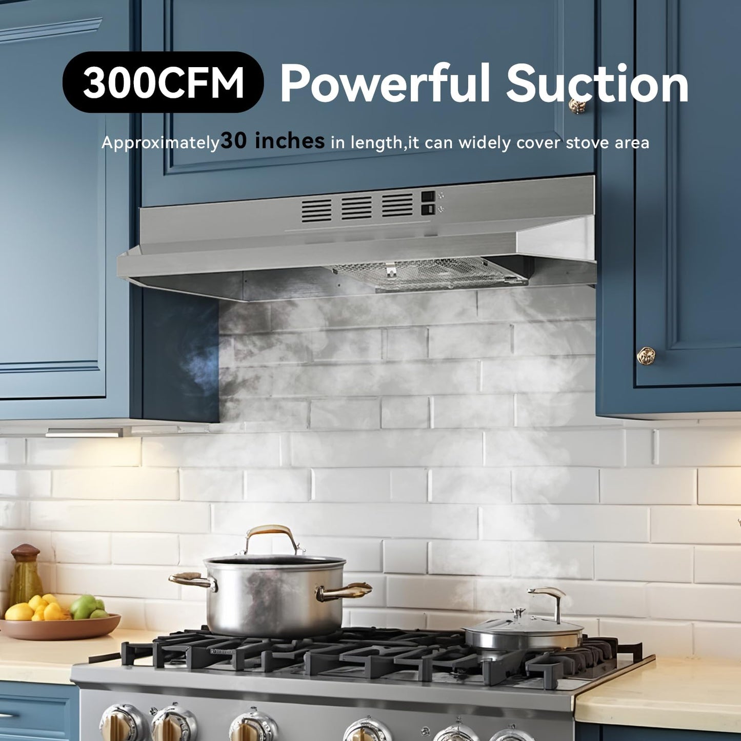 VIKIO HOME VKH-RC15-30-13 Range Hood, Stainless Steel Original Color
