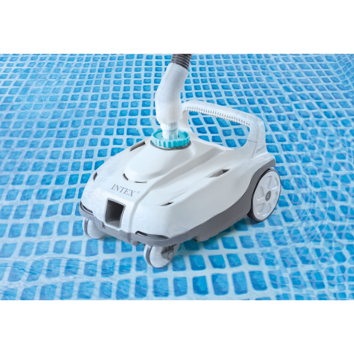 INTEX 28006E ZX100 Pressure-Side Above Ground Automatic Pool Cleaner: for Bigger Pools – Cleans Pool Floor – Removes Debris – Removable Filter Tray – 21ft Tangle Free Hose