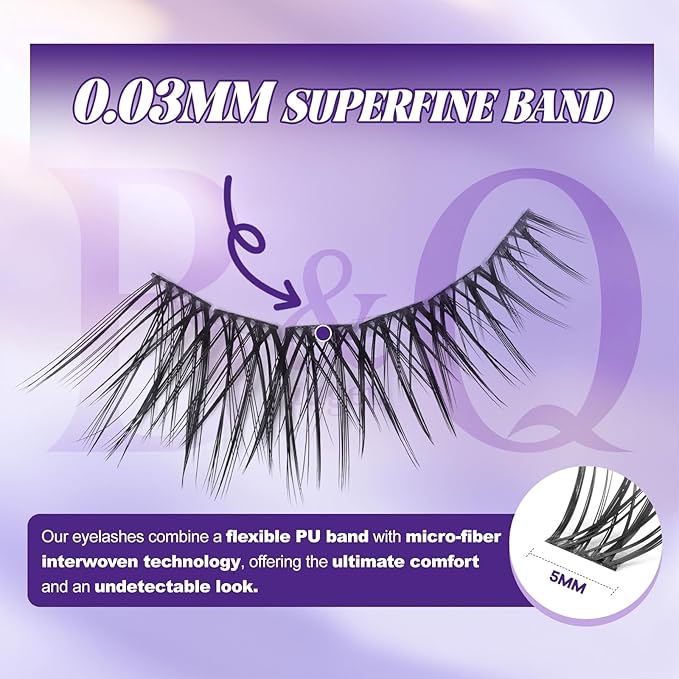 B&Q Wispy Lash Clusters Kit, Natural 06, Individual False Eyelashes Extension Set, Undetectable Natural Look for Effortless Day-to-Night Beauty, from Office Elegance to Date Night Glamour(8-16mix)