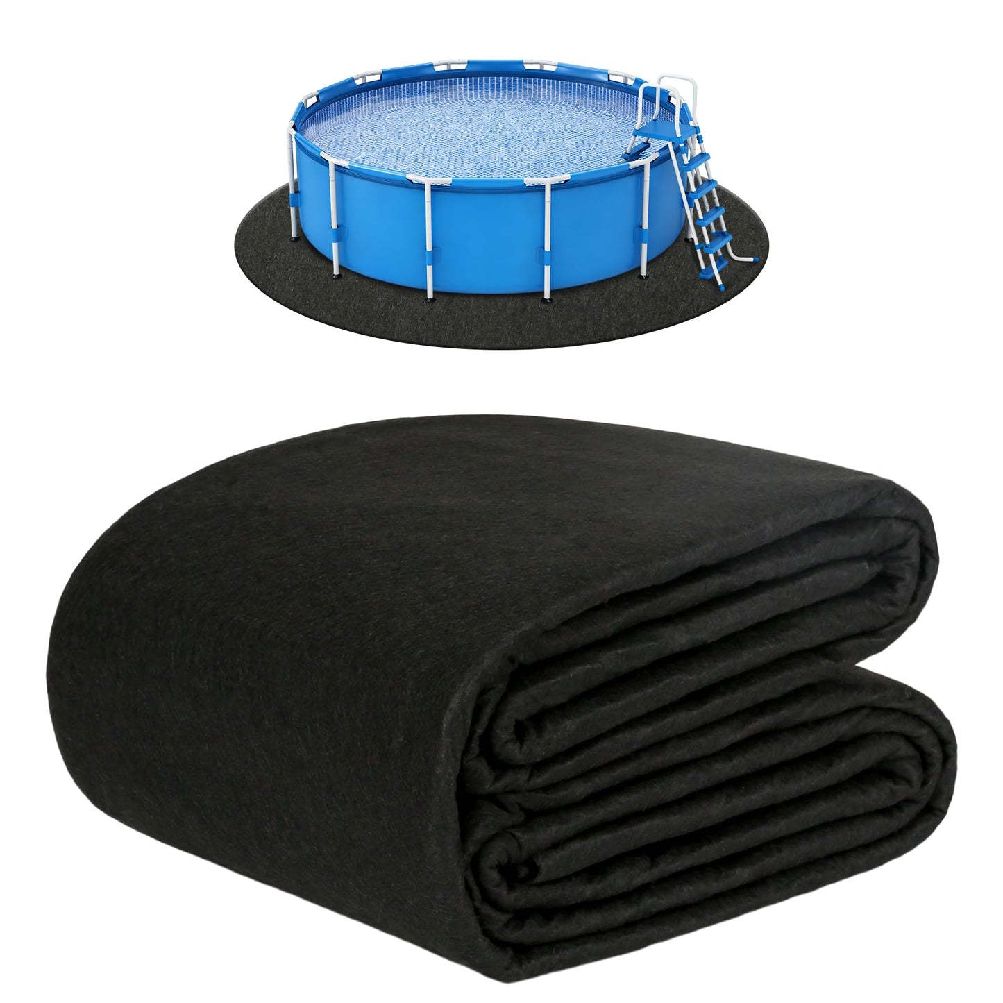 Whmayai 10ft Round Pool Liner Pad, 280g/㎡ Thickened Heavy Duty Above Ground Swimming Pool Ground Cloth, Under Pool Mat Protector for Bottom, Extend Liner Life