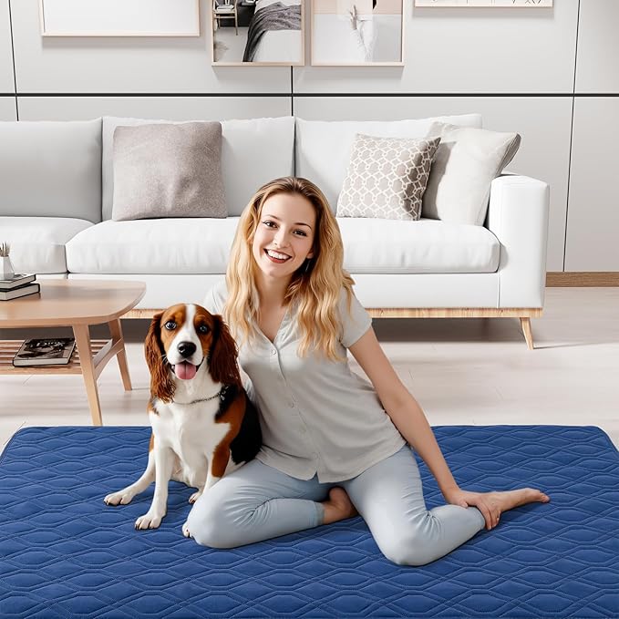 Smiry Reversible Waterproof Couch Covers for Sofa, Washable Dogs Pet Couch Covers for 3 Cushion Sofa Pet Friendly, Water Resistant Furniture Protector Slipcover, Geometric (30"x70", Navy/Blue)