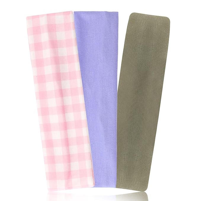 Headbands for Women Non Slip 3 Pcs Elastic Head Bands for Women's Hair Soft Cotton Cloth Stretch Headbands for Women for Daily Fashion