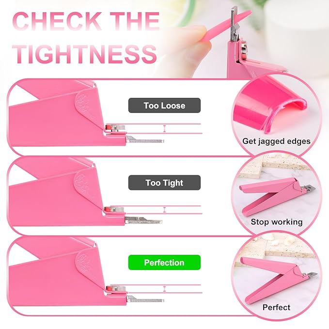 Light Pink Metal Premium Nail Clippers with Magnets Sizers for Acrylic Nails, False Nail Cutters for Nail Tips Fake Nail Trimmer Manicure Pedicure Sharp Clip Nail Tool Supplies For Salon Beauty