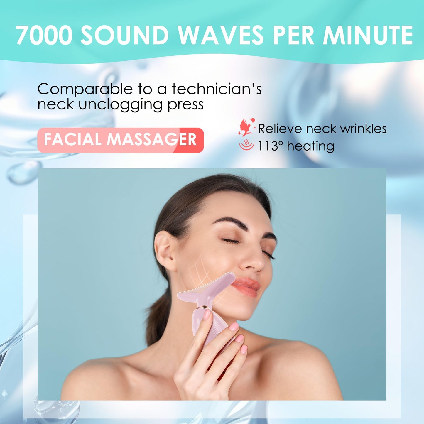 Facial Massager Red-Light-Therapy-for-Face and Neck, Face 𝖲 culpting Wand with 7 Color - Birthday, Christmas, Mothers Day, Valentines Day Gifts for Her Women Mom Best Friend Wife Teacher (Rose Gold)