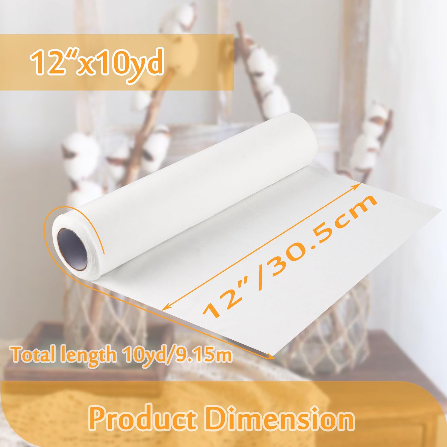 New brothread Soft & Cozy Embroidery Stitch Cover 12" x 10 Yd Fusible Light Weight Stabilizer Covering Scratchy Stitches - White