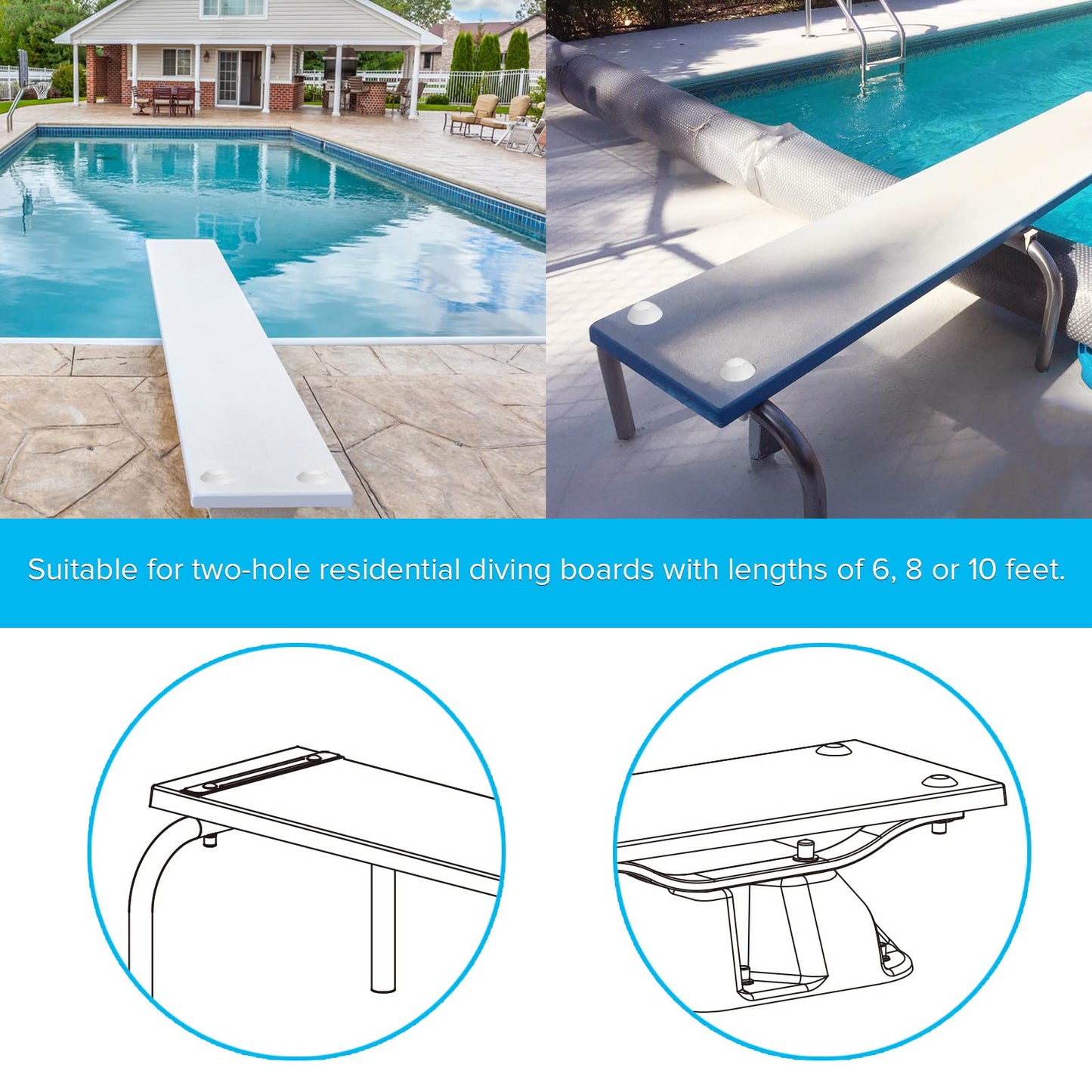 ArcViar Diving Board Bolt Kit, Diving Board Mounting Kit for Two Hole Residential Pool Diving Board, Diving Board Bolts Kit Compatible Diving Boards for Inground Pools