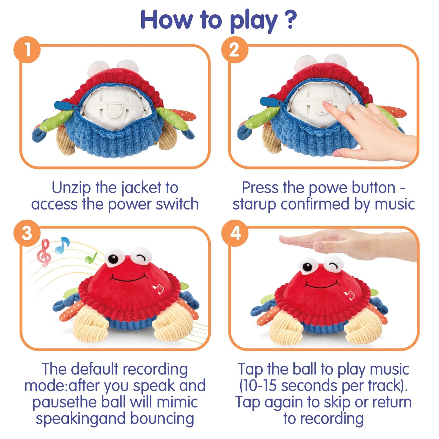 hahaland Baby Toys 6+ 12-18 Months - Crawling Musical Dancing Walking Moving Bouncing Learning Crab Tummy Time Toy Sensory Toddler Toys for 1-3 Year Old Christmas Birthday Gifts Stocking Stuffers