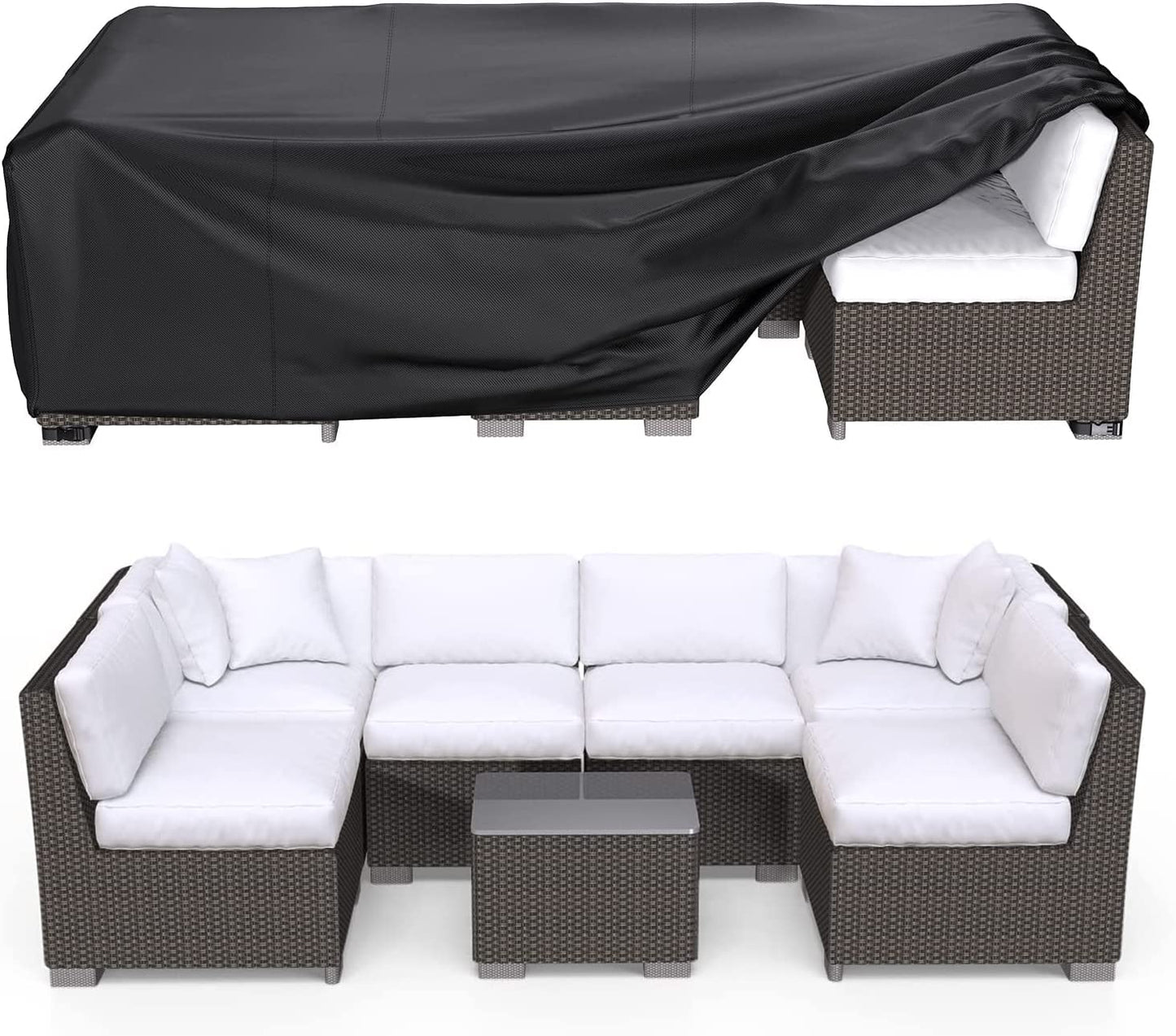BROSYDA Patio Furniture Covers, Heavy Duty Outdoor Furniture Cover Waterproof, Sectional Sofa Set Coves Table and Chair Set Covers, 62"LÃ42"WÃ28"H