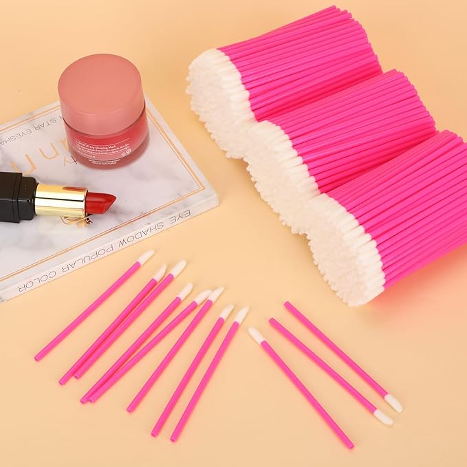 700 Piece Disposable Lip Wands - Lip Brushes, Lipstick & Gloss Applicators - Lint Free Makeup Applicator Brush Beauty Tool - Rose Pink