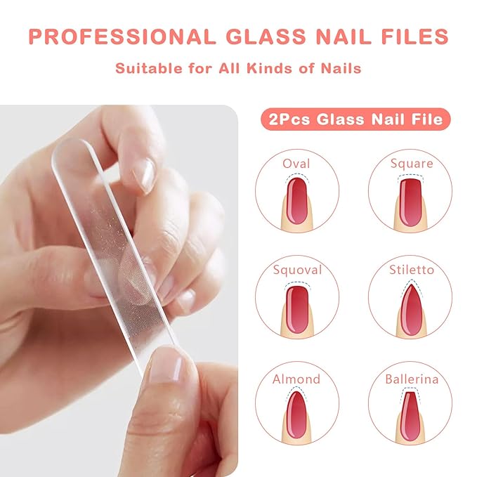 Glass Nail File, 2PCS Upgrade Nano Nail Shiner & Nail Buffers Polisher Crystal Acrylic Nail Care Manicure Tools for Home Salon or Travel Use