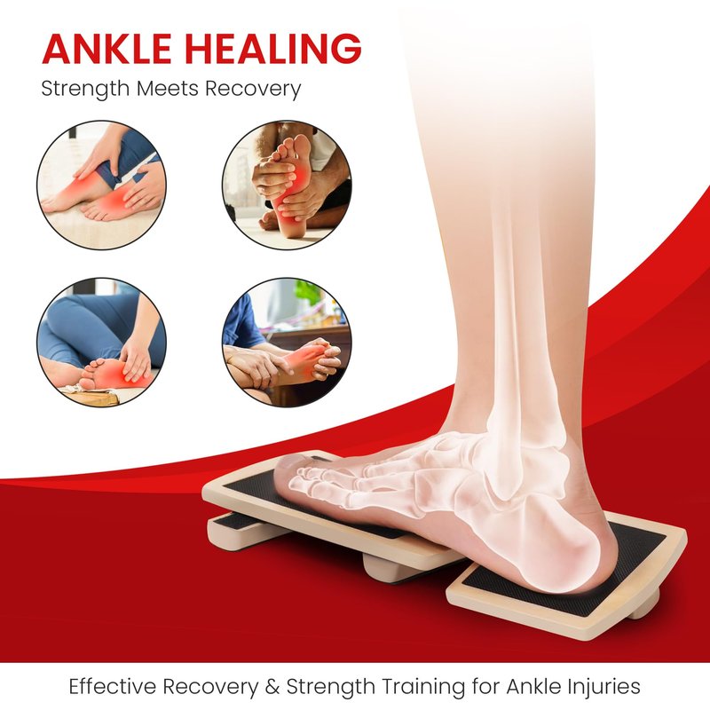 Velifit Ankle Strengthener & Axis Board, Bamboo Ankle Balance Board for Physical Therapy, Blackboard Foot Trainer & Foot Strengthener, Giboard for Balance Training, Axisboard for Leg Stability
