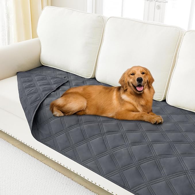 Smiry Waterproof Dog Bed Cover Blanket 40x90, Soft Reversible Pet Blanket, Washable Leakproof Cats Dogs Couch Cover for Sofa, Couch, Furniture, Dark Grey/Dark Grey
