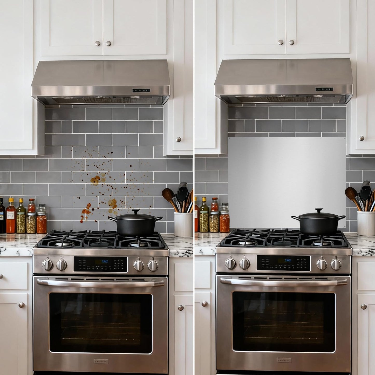 ONEEON Stainless Steel Backsplash ，24 x 30 Inch Range Hood Stove Backsplash Back Stainless Steel Sheet for Kitchen