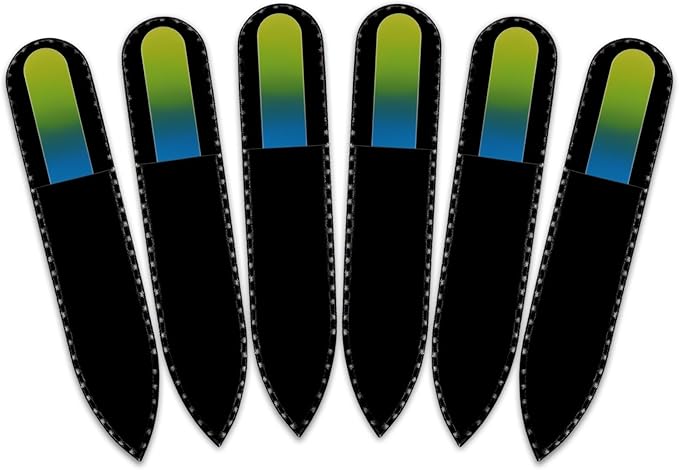 Mont Bleu Rainbow Crystal Nail File in Black Pouch - Small/Purse Size - Czech Tempered Glass - Handmade in Bohemia (Czech Republic)