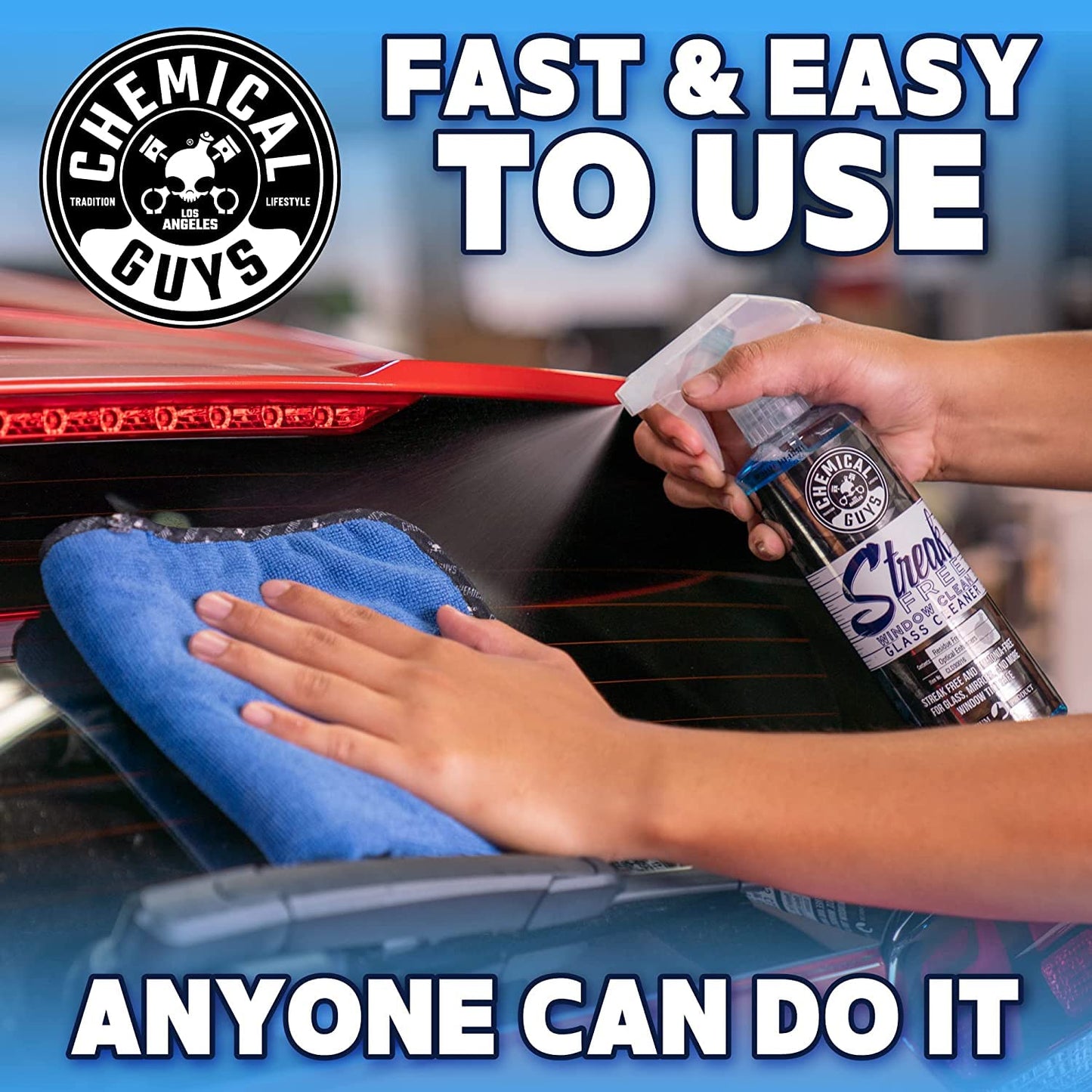 Chemical Guys Glass Cleaner Streak Free Window Spray - Works on Glass, Mirrors, Screens - Ammonia-Free, Safe on Tinted Windows, Car Windshield Cleaner for Trucks, SUVs, Home - 16 oz (Pack of 2)