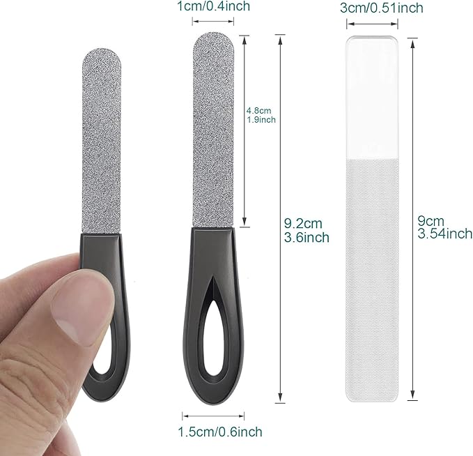 Toenail File for Thick Toenails, 3.6 Inch Finger Nail Files for Natural Nails, Double Sided 180 Diamond Grits Emery Boards, Men Woman Salon Home Travel (1 PACK-BF01)