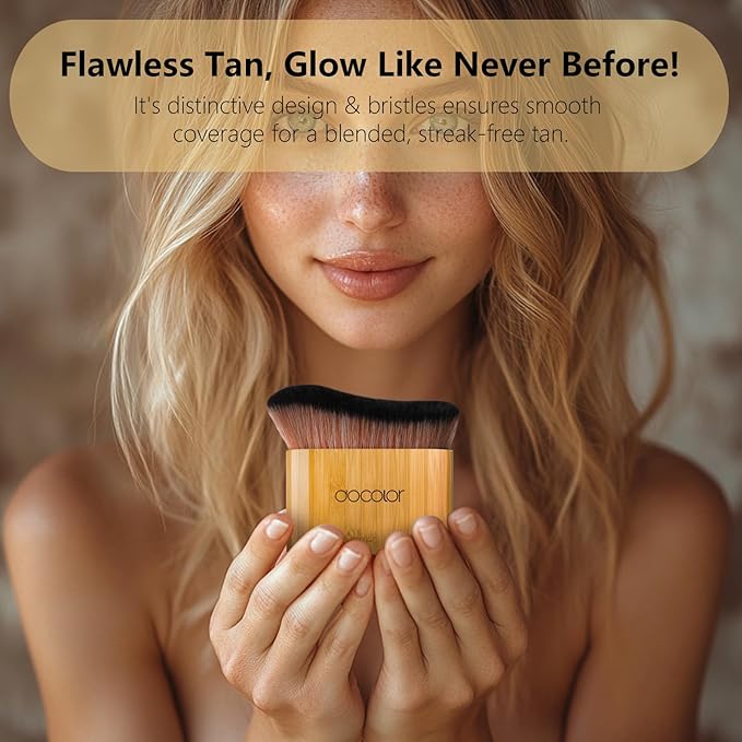docolor Self Tanner Brush Large Body Makeup Brush, Soft Vegan Tanning Brush no stripes, for Foundation, Self-tanner, Bronzer, Self Tan Back Applicator Body + Face Self-Tan Blending Brush Gift Box