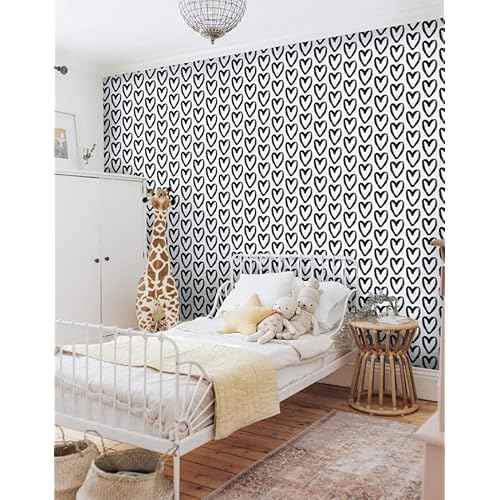Timeet Black White Wallpaper - Peel & Stick 17.7"x118" Modern Wall Decoration