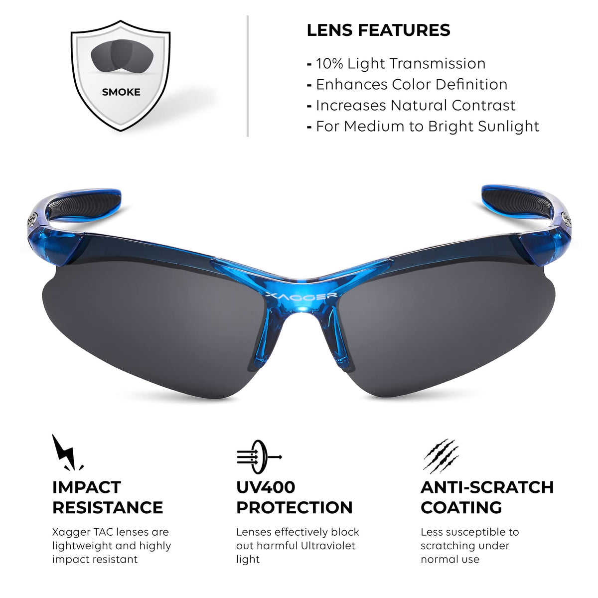 Xagger Kids Youth Polarized Sports Sunglasses for Boys Girls Baseball Softball Glasses TR90 Frame