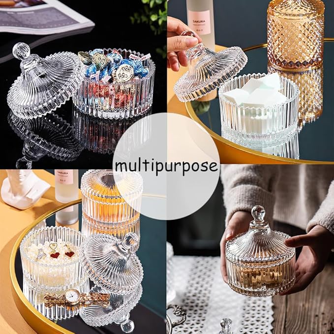 Ultra Soft Powder Puff and Container 3.3" High Density Velvet Dusting Washable Reusable Powder Puff,Body Powder Puff and Glass Jar Holder Loose Powder Box with Puff for Face Makeup(Tawny)