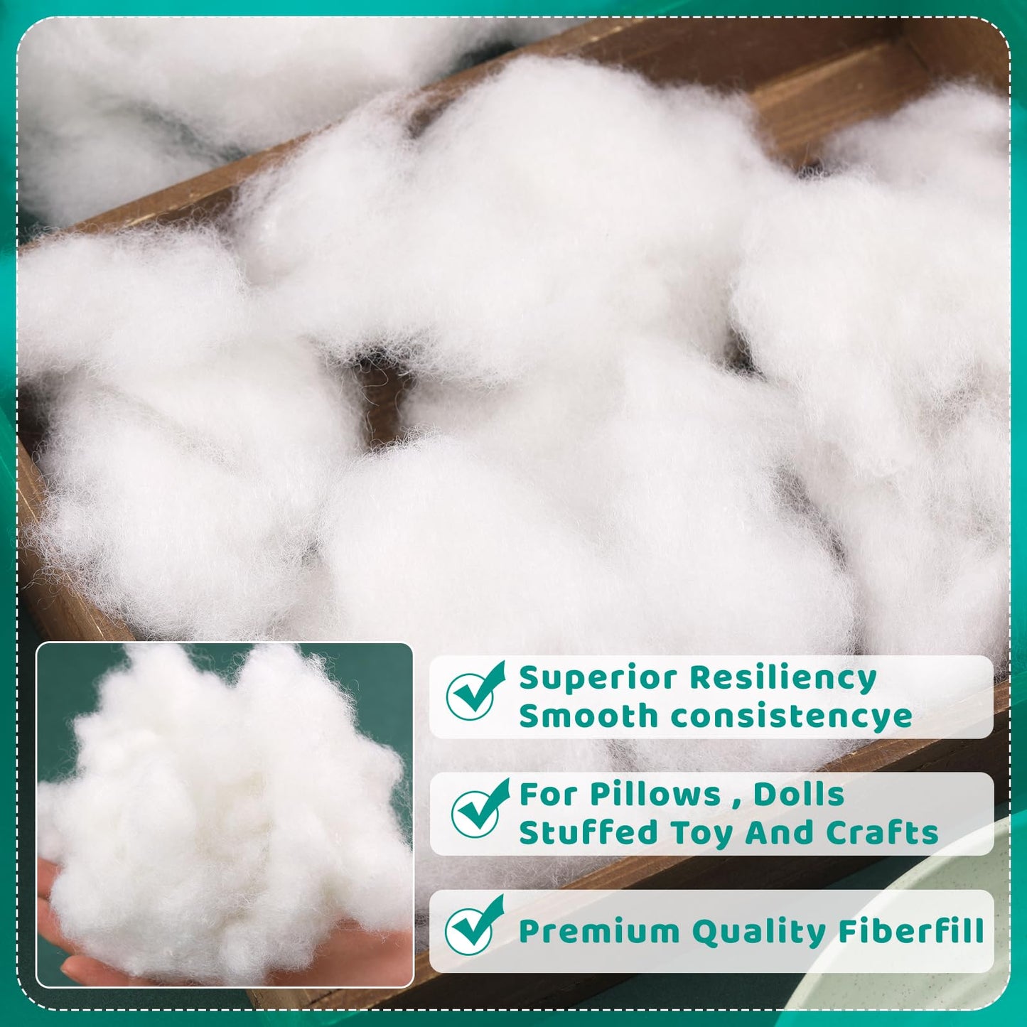 LOKUNN 31.7oz/900g Polyester Fiber Fill, (2.12oz~3.97lb) Stuffing Pillow Filling Stuffing Cushion Filling, Batting High Resilience Fill Fiber for Stuffed Animals/DIY Crafts (White)