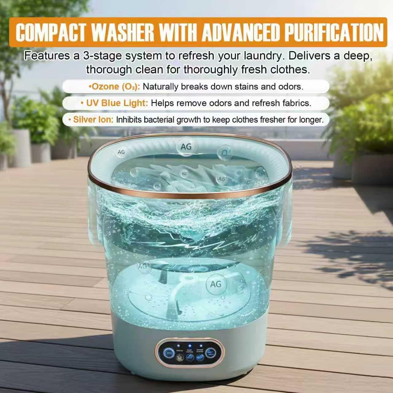 Portable Foldable Washing Machine, 13L Mini Washer with Spin Basket | For Socks, Underwear & Baby Clothes | Compact for Apartment, Dorm, Travel | Khaki
