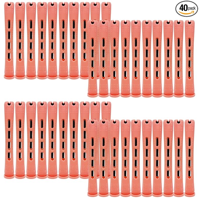 Cold Wave Hair Perm Rods Set of 40-Pack, Plastic Curling Rollers for Salon & Home Styling, Heatless Hair Curlers