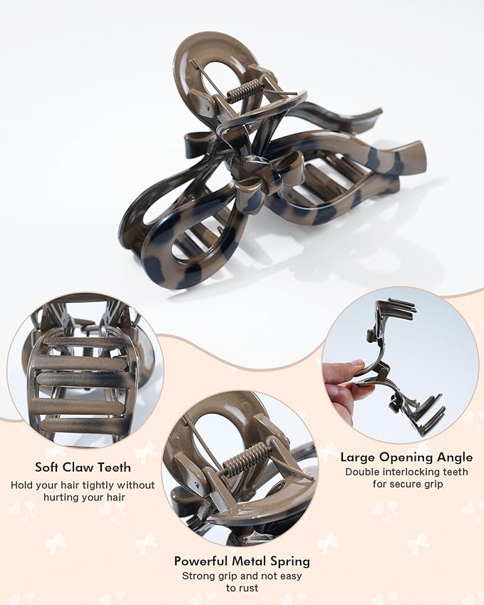 4 PCS Bow Hair Clips for Women Bow Claw Clip 5" Extra Large Hair Claw Clips for Thick and Long Hair Cute Bows Big Clip